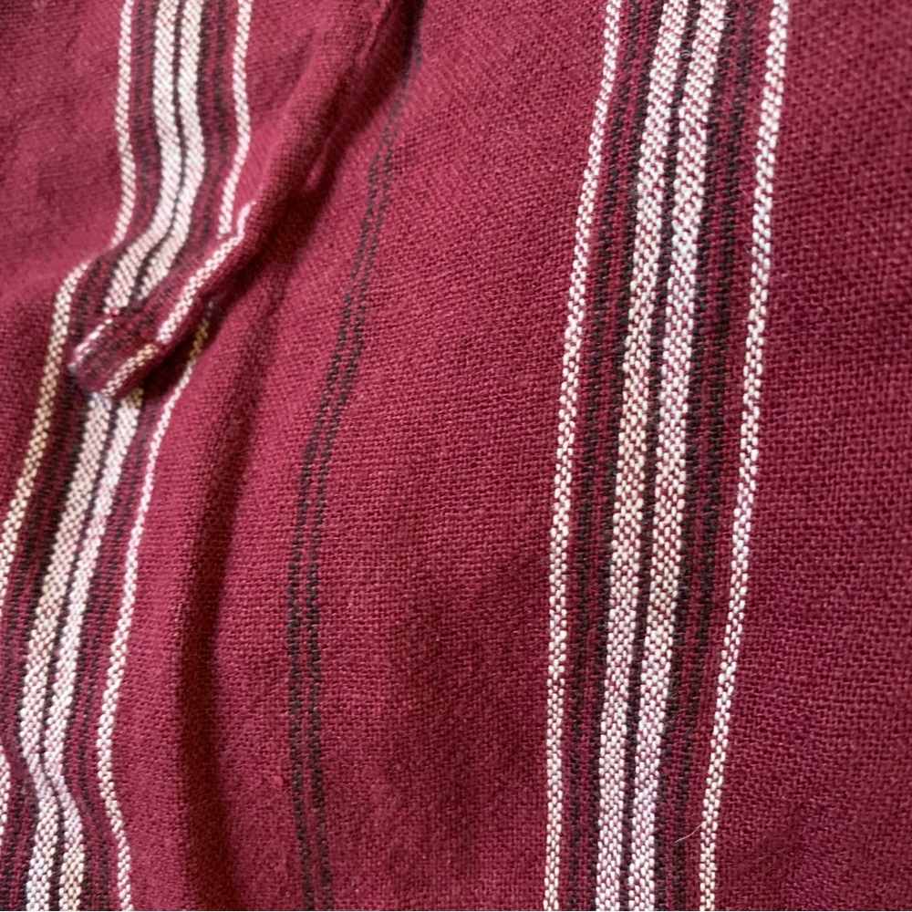 NWOT Old Navy Linen Blend Striped Pants Maroon Burgundy Pull-on Women’s Small - Picture 7 of 9